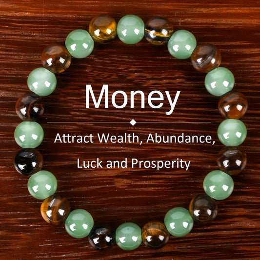 Relaxing Success Prosperity & Abundance Crystals Beaded Stretch Jewelry, Perfect Valentine's Day Jewelry Gift for Moms And Women, Ideal for, Couple, Men And Women Handcrafted Accessory
