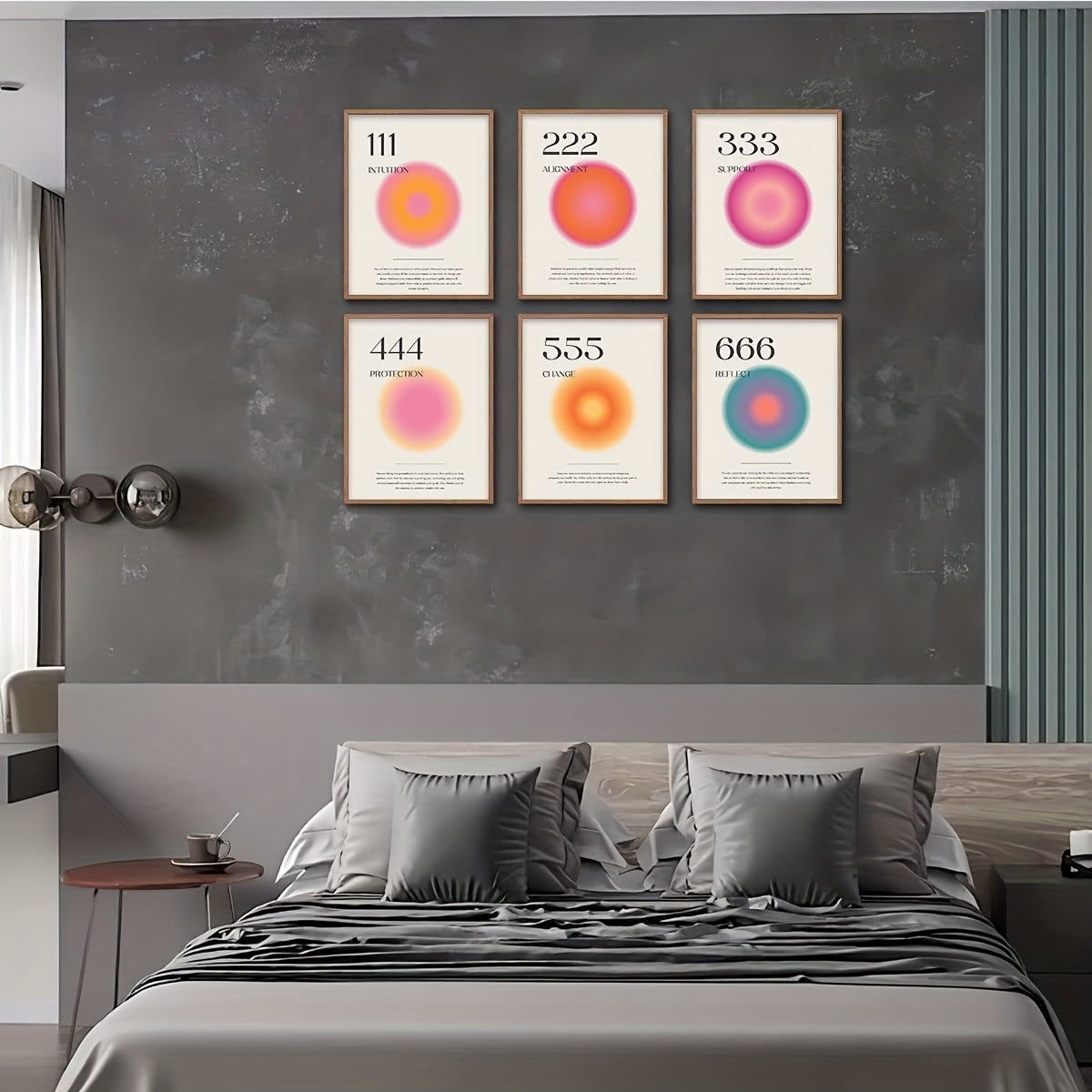 6pcs Aura Angel Numbers Poster Set For Room Aesthetic Minimalist Inspirational Quotes Paper Wall Art Bedroom Aesthetic Decor 8x10 Inch No Frame Spiritual Poster, 8*10in