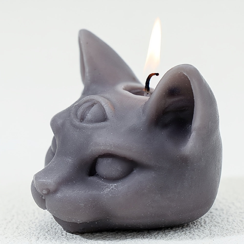 Elegant Three-Eyed Cat Candle: Perfect for Halloween Decor - Single Wick, Soy Wax, Not-Topple Design
