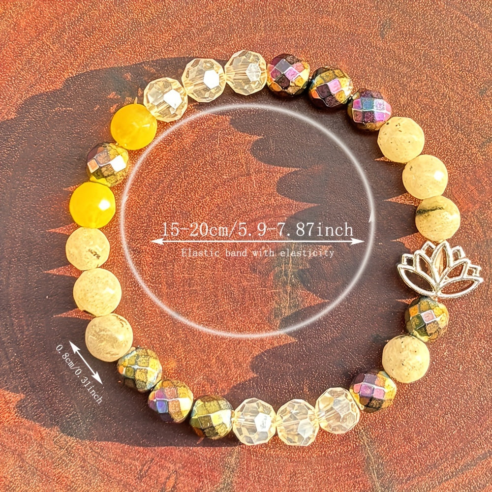 Chakra Protection Bracelet With Natural Stone, Aura Guard Against Negative Energy For Men And Women, For Lotus Yoga Jewelry Gift, Solid Form, Fragrance-Free