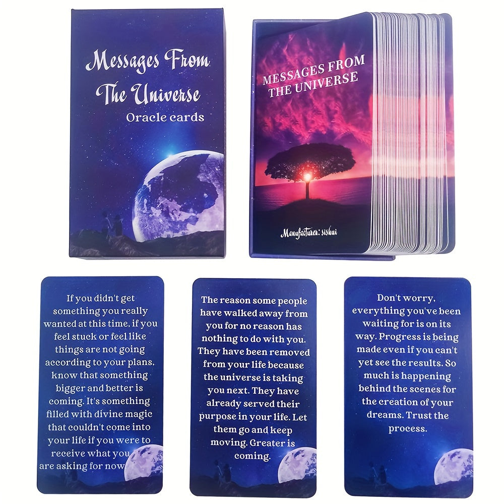54-Card Universe Messages Oracle Cards Deck with Keywords – Inspiring Tarot for Beginners, Divination & Spiritual Guidance, 2.75x4.72 Inch, Durable Paper, Perfect for Family Gatherings & Friend Gatherings, Family Game Night
